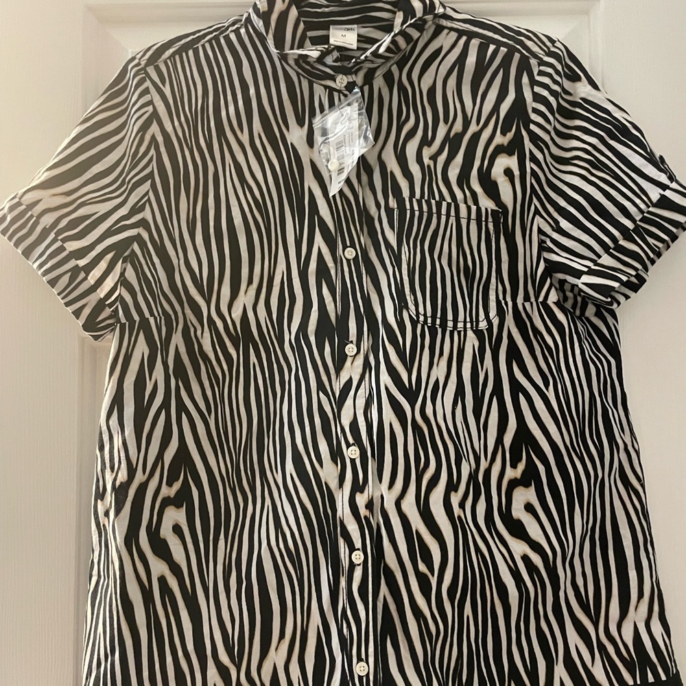 Zebra button down collar shirt